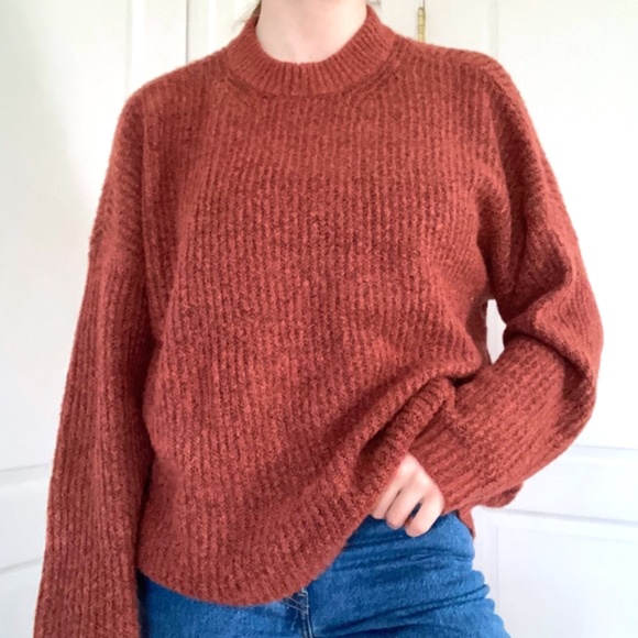 American Eagle Oversized Ribbed Soft Knit Sweater Burnt Orange XL Fall Autumn - Picture 1 of 8